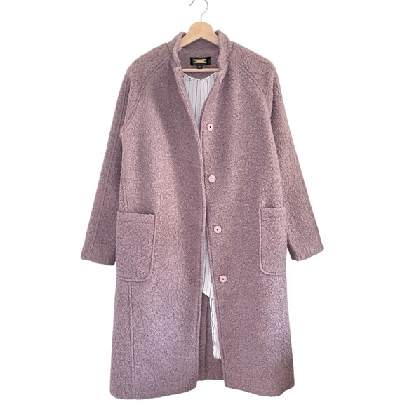Anthropologie Greyson Windermere Boucle Buckled Tweed Teddy Coat Lilac XS - Picture 7 of 16